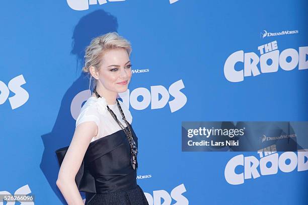 Emma Stone attends The Croods film premiere at the AMC Loews Lincoln Square in New York City. �� LAN