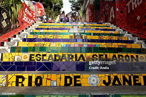 Escadaria Selar��n, work of Chilean-born artist Jorge Selar��n paying tribute to the Brazilian people, in Rio de Janeiro, Brazil.