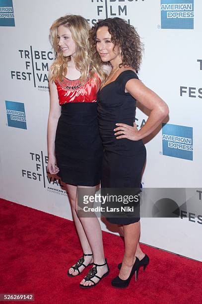 Saxon Sharbino and Jennifer Grey attend the Trust Me Film Premiere during the 2013 Tribeca Film Festival at the BMCC in New York City. �� LAN