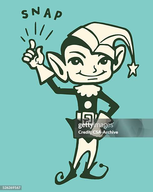 stockillustraties, clipart, cartoons en iconen met pixie snapping his finger - elf