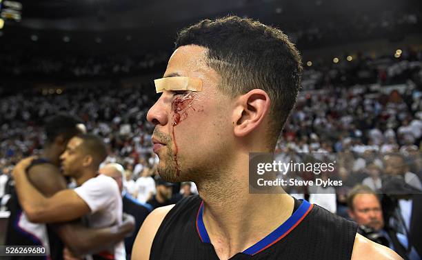 Austin Rivers of the Los Angeles Clippers walks off the court after Game Six of the Western Conference Quarterfinals against the Portland Trail...