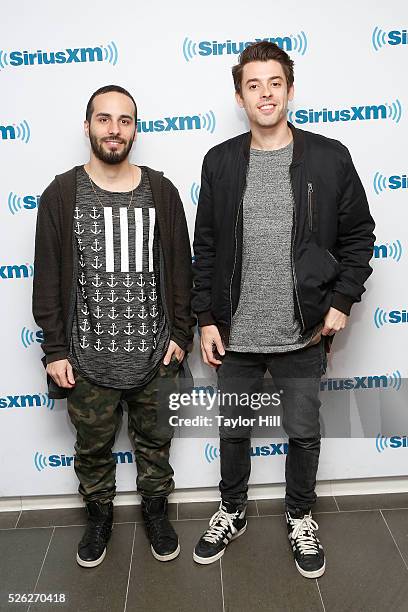 Jean Paul Makhlouf and Alex Makhlouf of Cash Cash celebrate the launch of "Cash Cash Radio" on SiriusXM's BPM Channel at the SiriusXM Studios on...