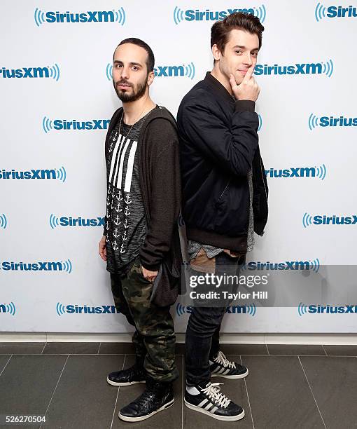 Jean Paul Makhlouf and Alex Makhlouf of Cash Cash celebrate the launch of "Cash Cash Radio" on SiriusXM's BPM Channel at the SiriusXM Studios on...