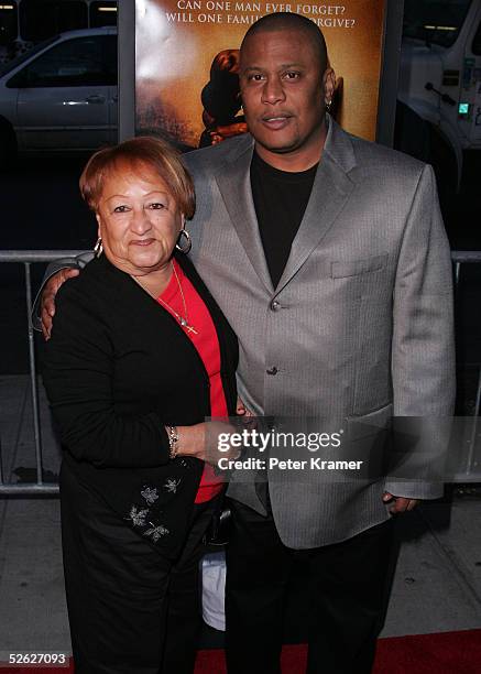 Benny Paret Jr. And Lucy Paret attend the premiere of "Ring of Fire: The Emile Griffith Story" on April 13, 2005 in New York City.