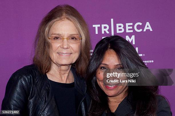 Gloria Steinem and Haifaa Al-Mansour attend the Tribeca Talks: After The Movie Wadjda event during the 2013 Tribeca Film Festival at the SVA Theater...