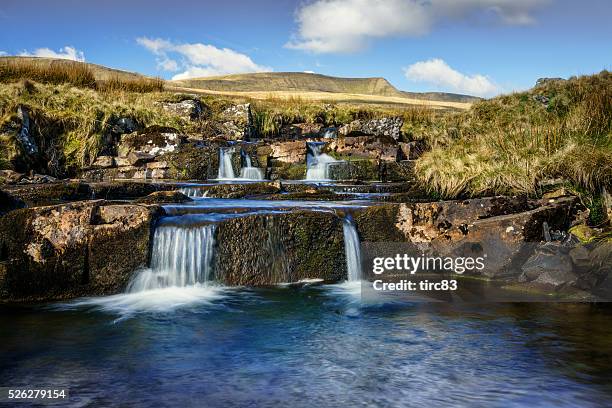 welsh river on edge of the brecon beacons - brecon beacons national park stock pictures, royalty-free photos & images