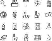 Line Wine Icons