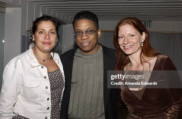 Alejandra Norambuena-Skira of SACEM, musician Herbie Hancock and Festival Programmer Claudia Durgnat attend the post screening party for the 9th...