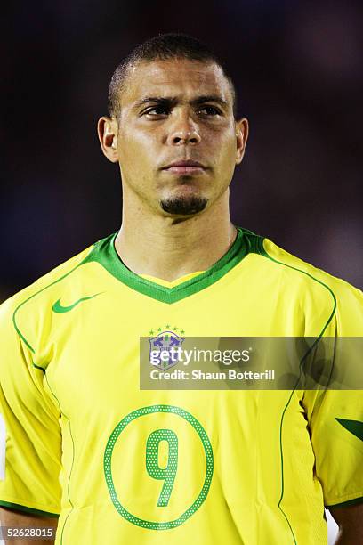 Portrait of Ronaldo of Brazil prior to the 2006 World Cup Qualifier South American Group match between Uruguay and Brazil at the Centenario Stadium...