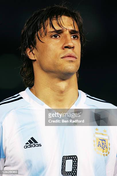 Portrait of Hernan Crespo of Argentina prior to the 2006 World Cup qualifying match between Argentina and Colombia at The River Plate Stadium on...