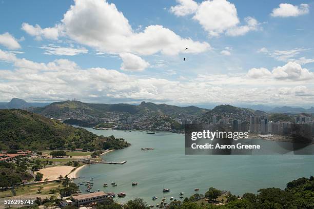 aerial view of vitoria harbor, santo, brazil - vitoria stock-fotos und bilder