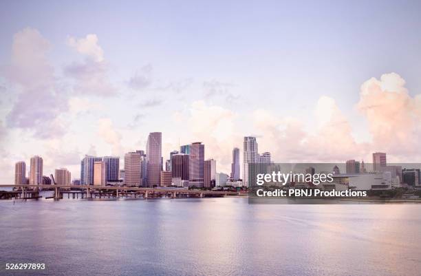 miami city skyline and harbor, florida, united states - miami sky stock pictures, royalty-free photos & images