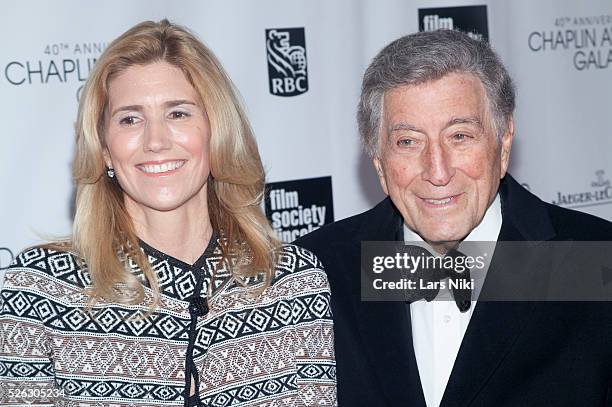 Susan Crow and Tony Bennett attend The 40th Anniversary Chaplin Award Gala at Avery Fisher Hall at Lincoln Center for the Performing Arts in New York...