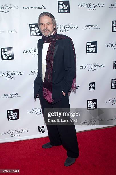 Jeremy Irons attends The 40th Anniversary Chaplin Award Gala at Avery Fisher Hall at Lincoln Center for the Performing Arts in New York City. �� LAN