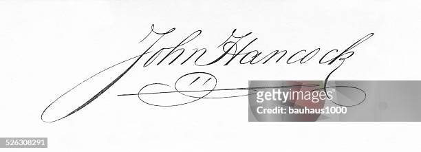 john hancock signature - declaration of independence stock illustrations