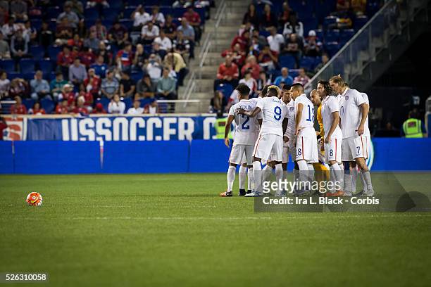 Men's National Team players get ready during the Soccer, 2015 U.S Men's National Soccer team vs Costa Rica on October 13, 2015 at Red Bull Arena in...