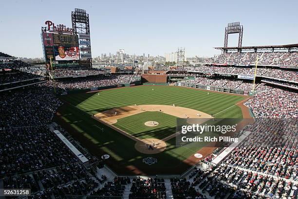 General view of Citizens Bank Park during the Opening Day game between the Washington Nationals and the Philadelphia Phillies at Citizens Bank Park...