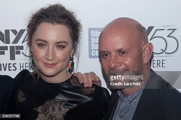 Saoirse Ronan and Nick Hornby attend the "Brooklyn" premiere at Alice Tully Hall in New York City. �� LAN