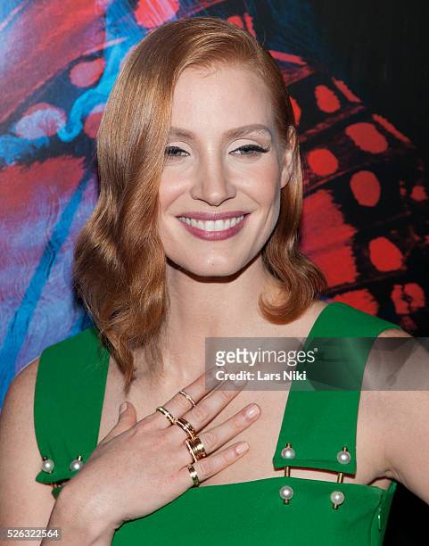 Jessica Chastain attends the "Crimson Peak" New York premiere at AMC Loews Lincoln Square in New York City. �� LAN