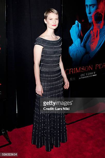 Mia Wasikowska attends the "Crimson Peak" New York premiere at AMC Loews Lincoln Square in New York City. �� LAN