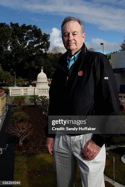 In this photo provided by Legoland, Fox News political commentator Bill O'Reilly stands in the National Mall at a lego replica Washington DC at...