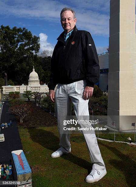 In this photo provided by Legoland, Fox News political commentator Bill O'Reilly stands in the National Mall at a lego replica Washington DC at...