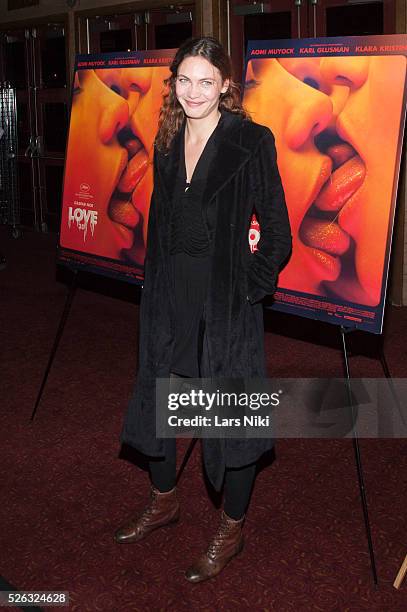 Aomi Muyock attends the "Love" New York Special Screening at the Village East Cinema in New York City. �� LAN