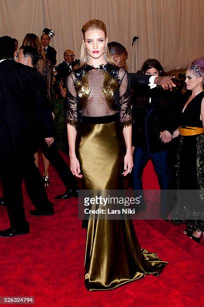 Rosie Huntington-Whiteley attends the Costume Institute Gala for the 'PUNK: Chaos to Couture' exhibition at the Metropolitan Museum of Art in New...
