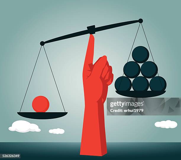 sphere, seesaw, imbalance, horizontal, contrasts, comparison - height comparison stock illustrations