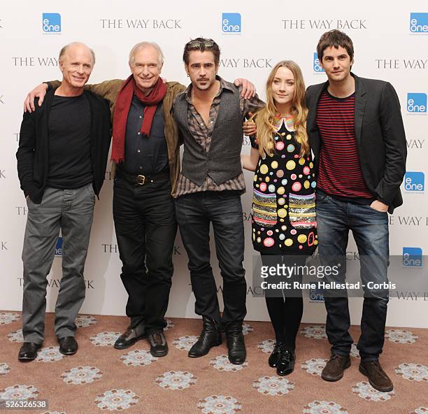 Ed Harris, Peter Weir, Colin Farrell, Saoirse Ronan and Jim Sturgess attend the premiere of "The Way Back" at Curzon Mayfair .