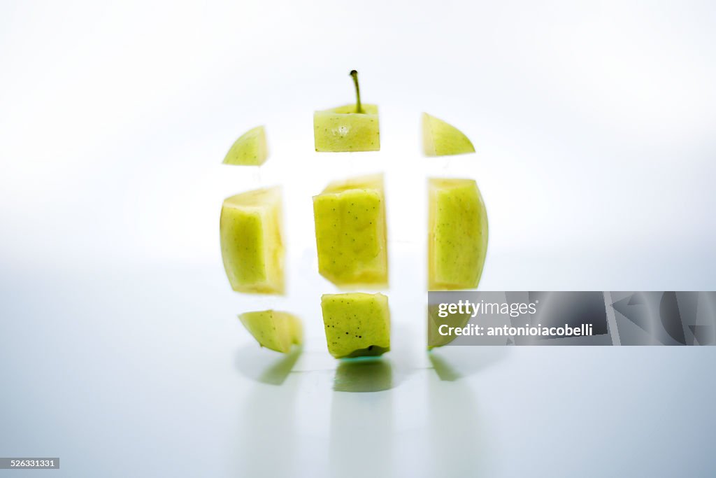 View of apple in pieces