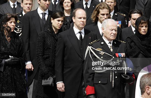 Princess Caroline of Hanover , two of her children Charlotte Casiraghi , Andrea Casiraghi , Prince Albert of Monaco and Princess Stephanie of Monaco...