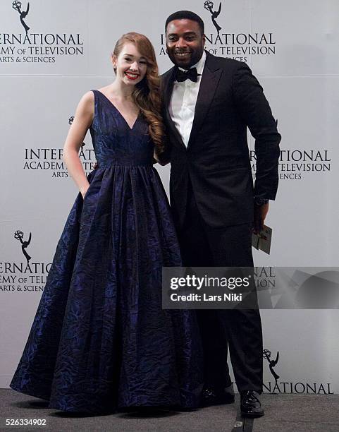 Holly Taylor and Joel Benoliel attend the "43rd International Emmy Awards" at the New York Hilton in New York City. �� LAN