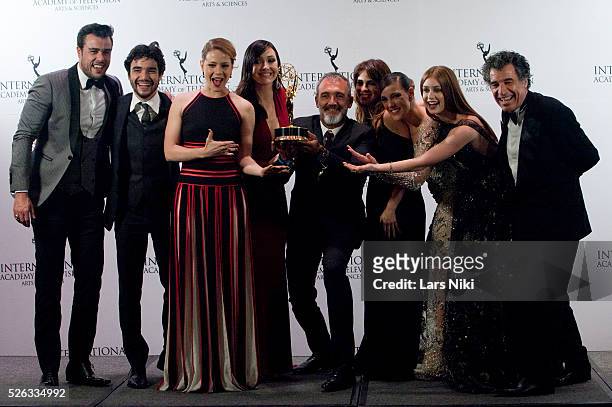 Award winners for Best Comedy "Doce De Mae" attend the "43rd International Emmy Awards" at the New York Hilton in New York City. �� LAN