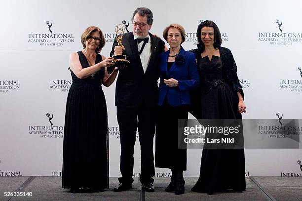 Ana Luiza Azevedo, Jorge Furtado and Fernanda Montenegro attend the "43rd International Emmy Awards" at the New York Hilton in New York City. �� LAN