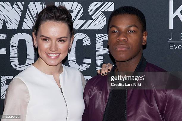 Daisy Ridley and John Boyega attend the "Star Wars Force 4 Fashion" launch event at the Skylight Modern in New York City. �� LAN