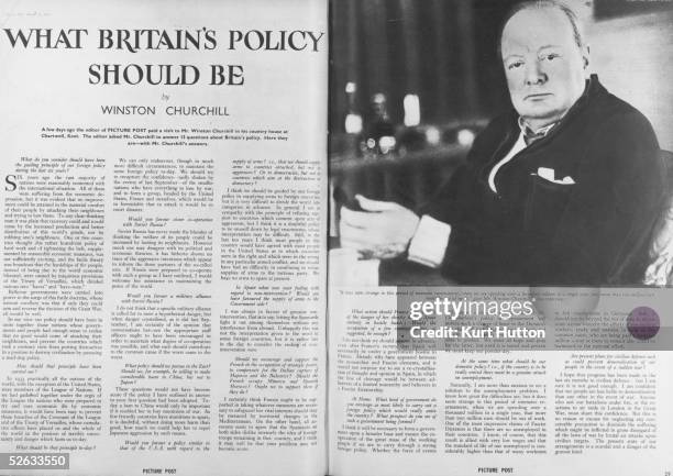 An interview with British statesman Winston Churchill in Picture Post magazine, published 11th March 1939, in which the future Prime Minister answers...