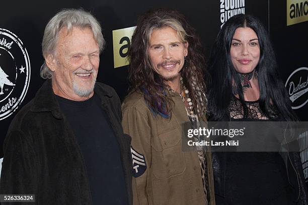 Kris Kristofferson, Steven Tyler and Mia Tyler attend the "Imagine: John Lennon 75th Birthday Concert" at Madison Square Gardens in New York City. ��...