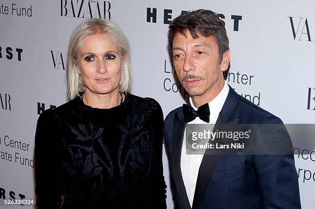 Pierpaolo Piccioli and Maria Grazia Chiuri attend "An Evening Honoring Valentino Lincoln Center Corporate Fund Black Tie Gala" at Alice Tully Hall in...