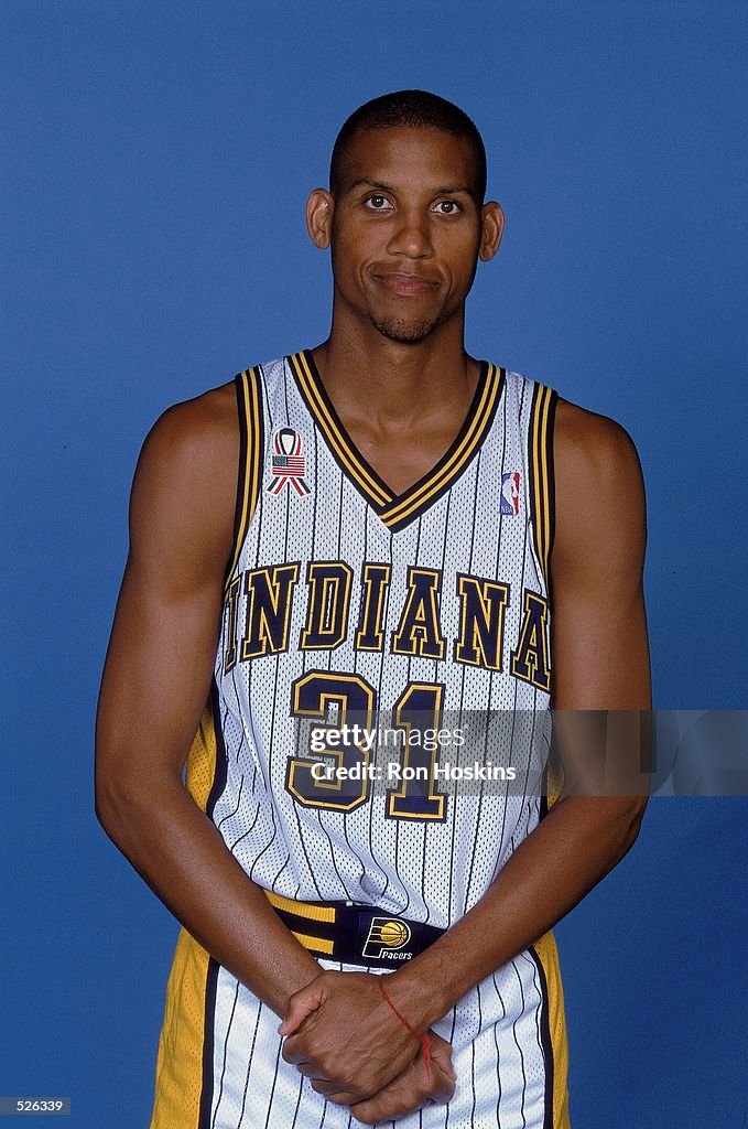 Reggie Miller of the Indiana Pacers poses for a studio portrait on