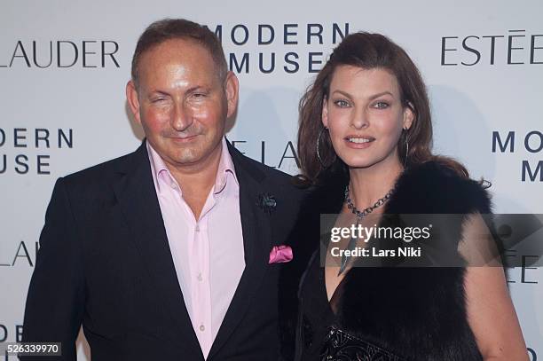 John Dempsy and Linda Evangelista attend the Estee Lauder launch of Modern Muse fragrance held at The Solomon R. Guggenheim Museum in New York City....