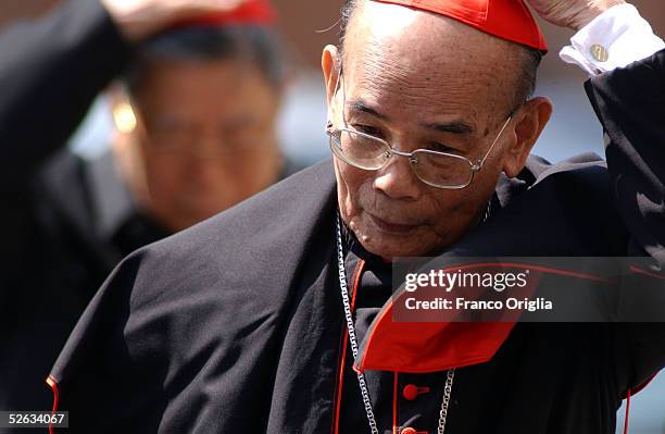 Thai Cardinal Michael Mitchai Kitbunchu leaves the meeting to prepare the next conclave at the Sinodo's Hall on April 15, 2005 in Vatican City. Roman...