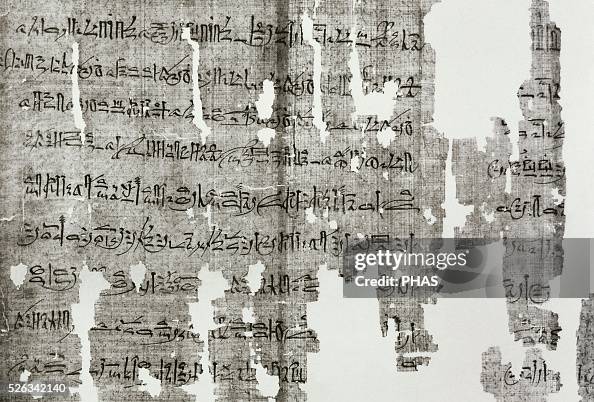 Papyrus Cursive Writing Hieratic papyrus. Cursive writing system, used in Ancient Egypt ...