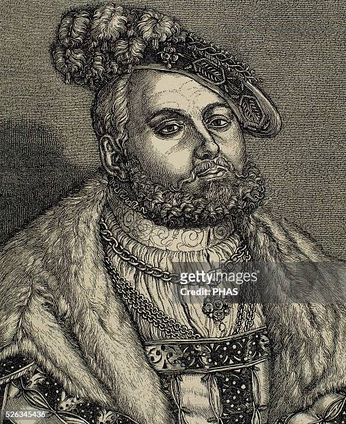 John Frederick I , called John the Magnanimous, Elector of Saxony and Head of the Protestant Confederation of Germany. Engraving. Portrait.