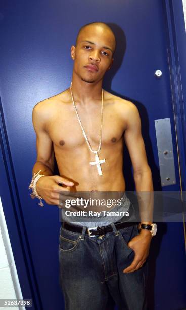 Recording artist TI performs at Nelly, Fat Joe, and TI's "Up Close And Personal" Concert at the Theater at Madison Square Garden April 15, 2005 in...