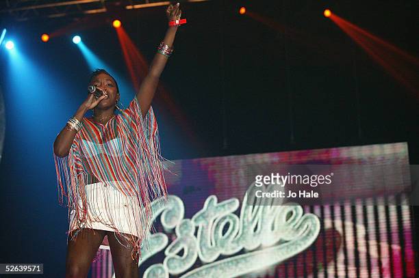 Singer Estelle performs on stage at The Nokia Urban Music Festival With The Prince's Trust at Earl's Court on April 16, 2005 in London. The UK's...