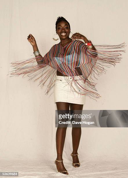 Singer Estelle poses in the studio backstage at The Nokia Urban Music Festival With The Prince's Trust at Earl's Court on April 16, 2005 in London....