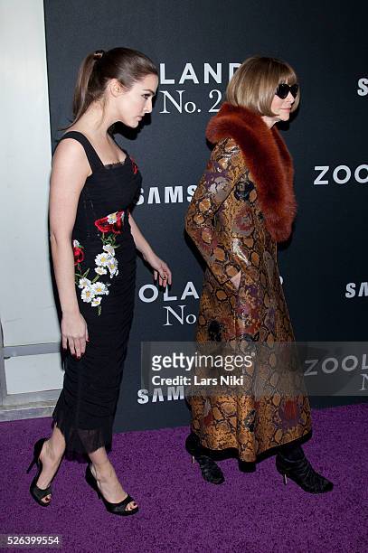 Bee Shaffer and Anna Wintour attend the "Zoolander 2" world premiere at Alice Tully Hall in New York City. �� LAN