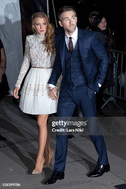 Blake Lively and Ryan Reynolds attend the "2016 amfAR" New York Gala - outside arrivals at Cipriani Wall Street in New York City. �� LAN