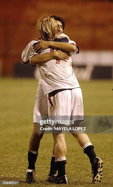 Players Preston Zimmerman and Carlo Borja celebrate after their win against Costa Rica in the Concacaf final quadrangular for a place in the Under-17...